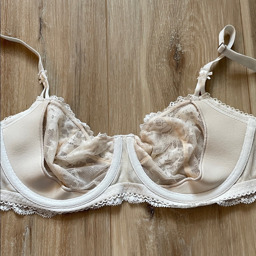 Victoria’s Secret Wicked Unlined Lace Balconette Bra in Cream Lace size 34D - Picture 3 of 9